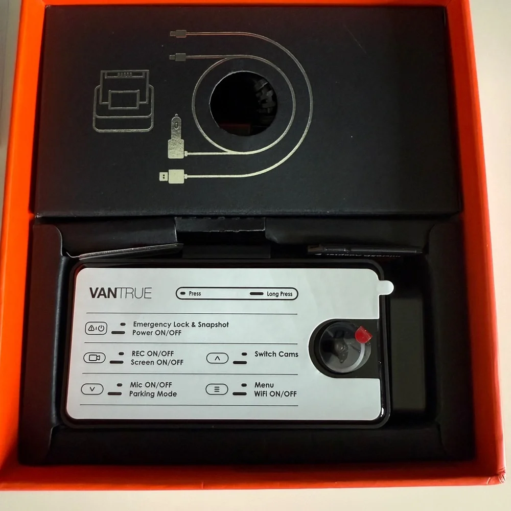 Vantrue E3 3 Channel WiFi Dash Cam Front, Rear, and Inside